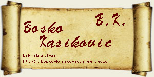 Boško Kašiković vizit kartica